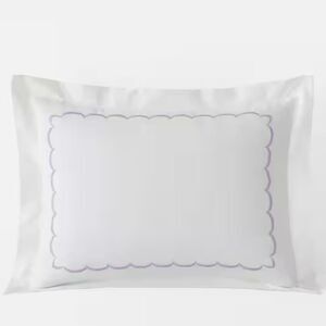 New The Company Store King Embroidered Scallop Lavender Geometric Sham 20x36